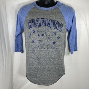 Disney Parks Prince Charming Unisex Small Baseball TShirt 3/4 Sleeve Blue & Gray